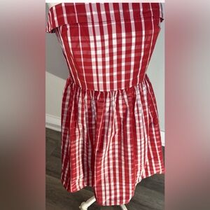 Vineyard Vines NWOT Silk Blend Strapless Red White Gingham Lined Sz 10 Rural